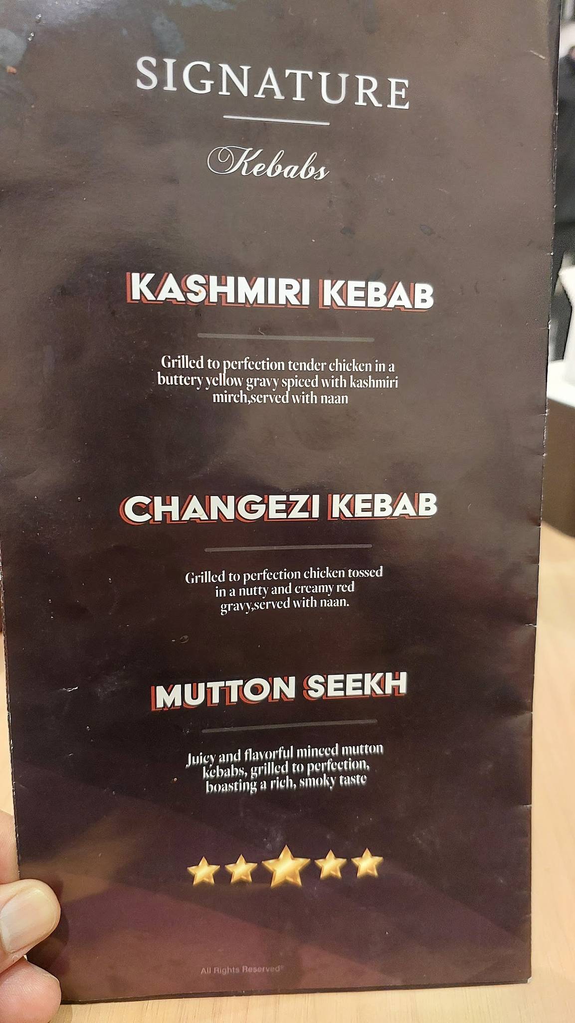 Miya Kebabs menu