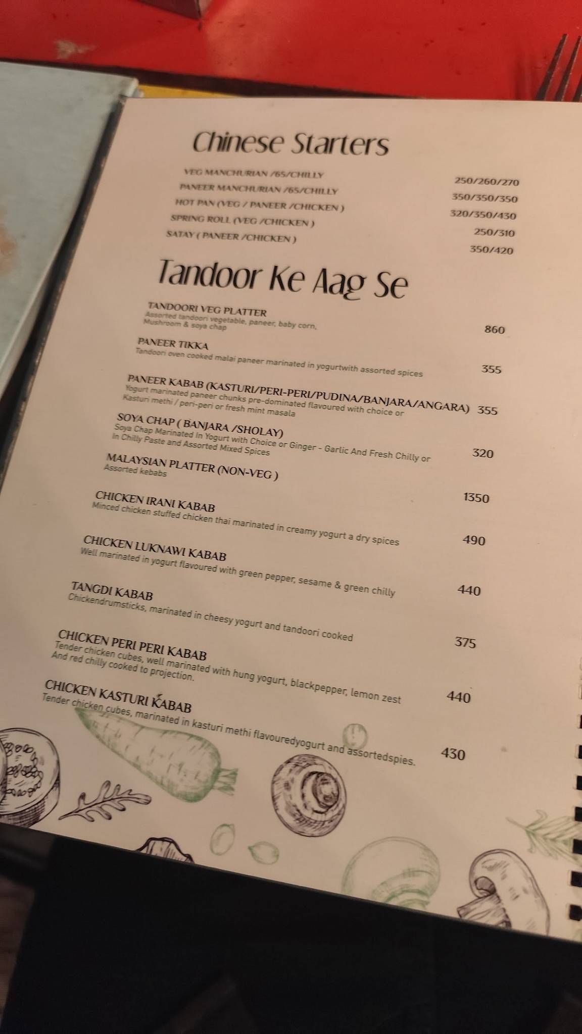 Shivar Garden Restaurant menu