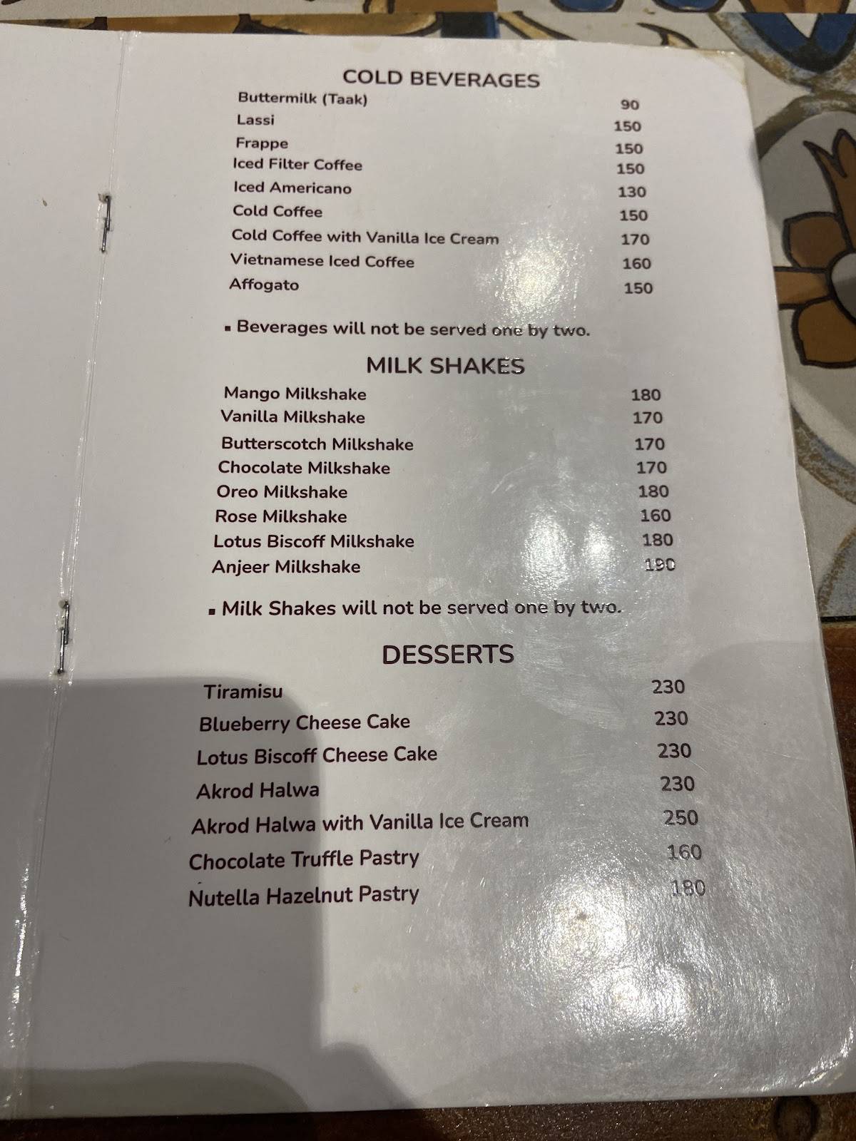 Verandah menu