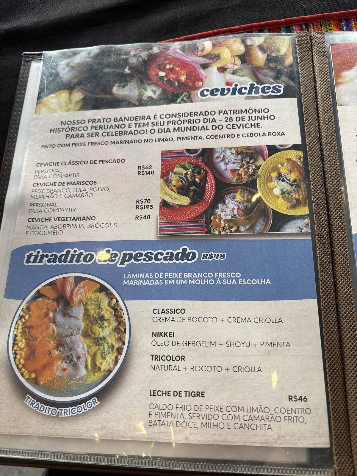 Punto Peru Culinária Peruana cardápio