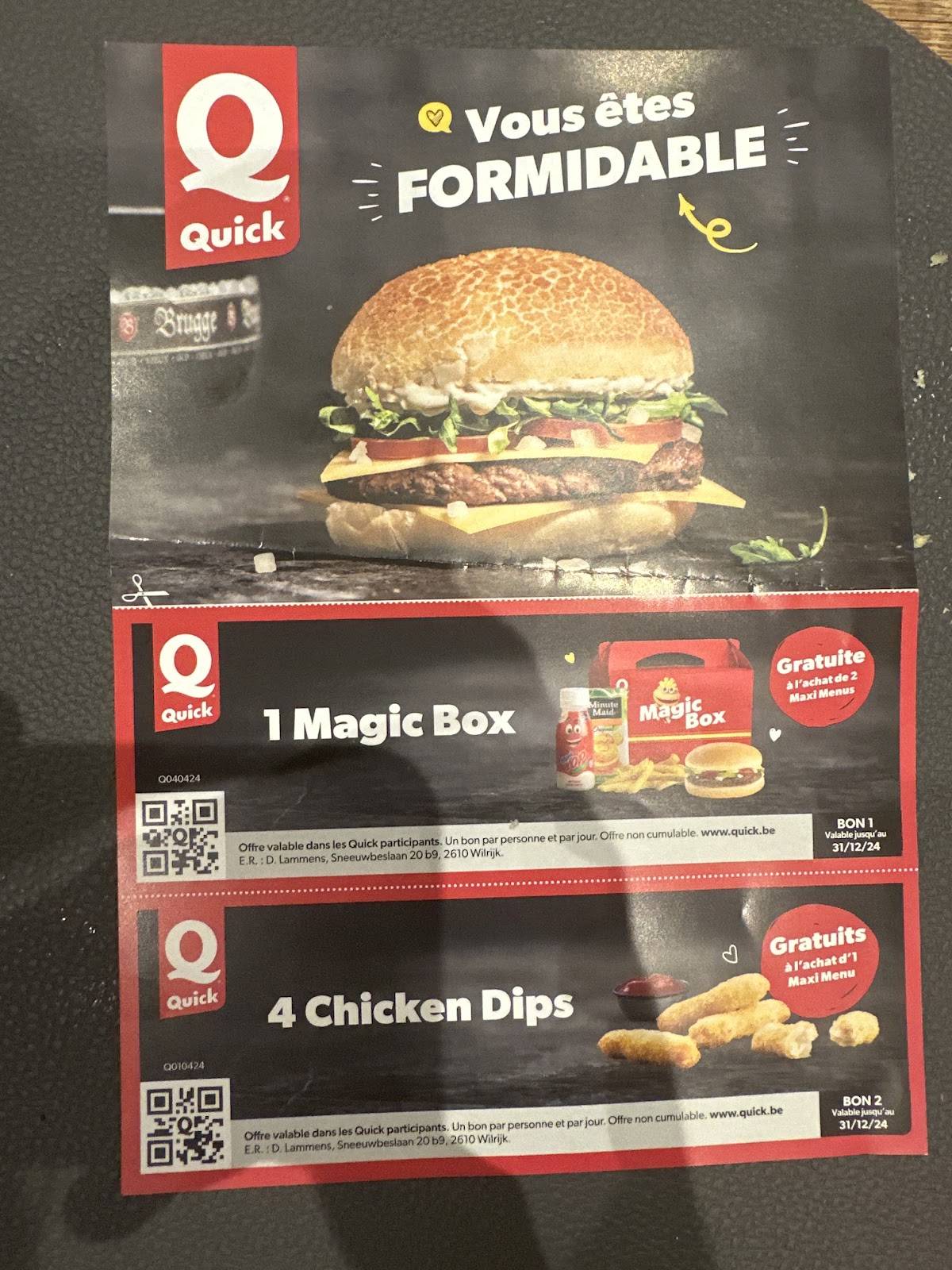 Menu de Quick Flémalle