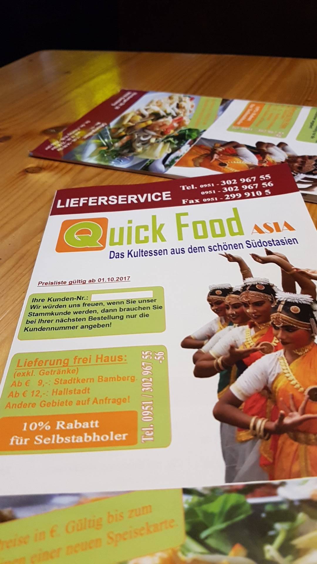 Menu de Quick Food Asia