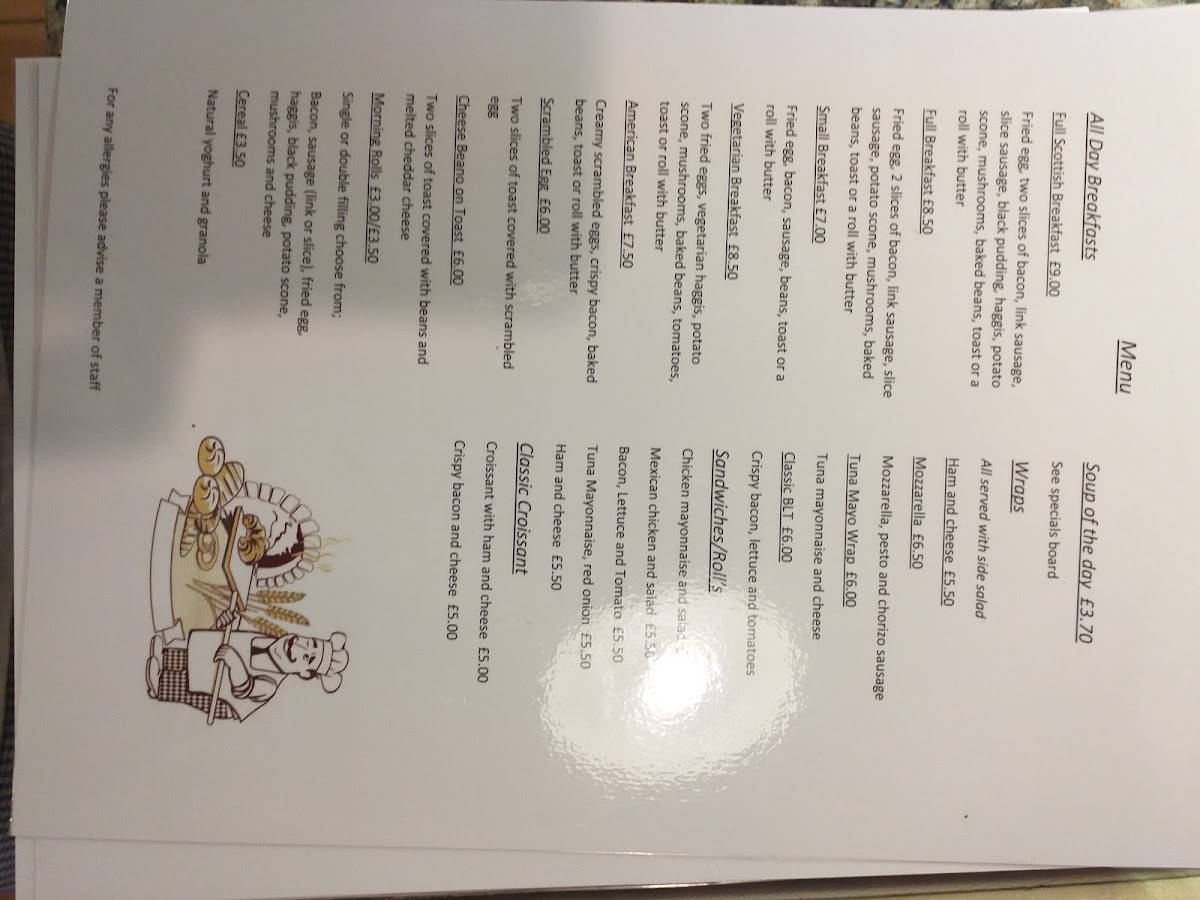 Menu at Quinn’s cafe, Edinburgh