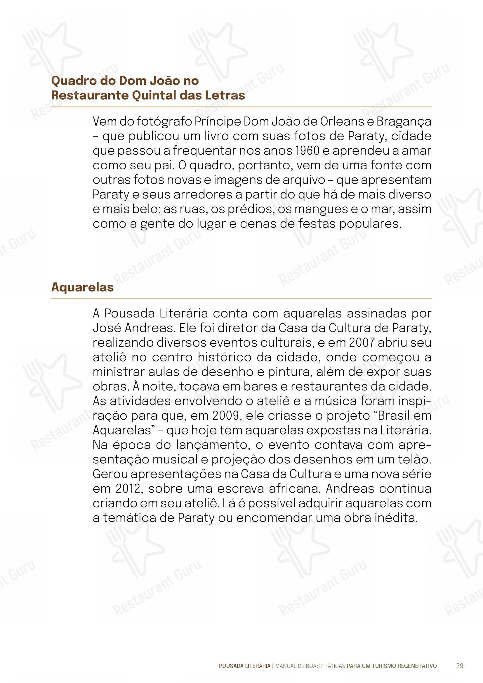 Quintal das Letras em Paraty - Menu bar