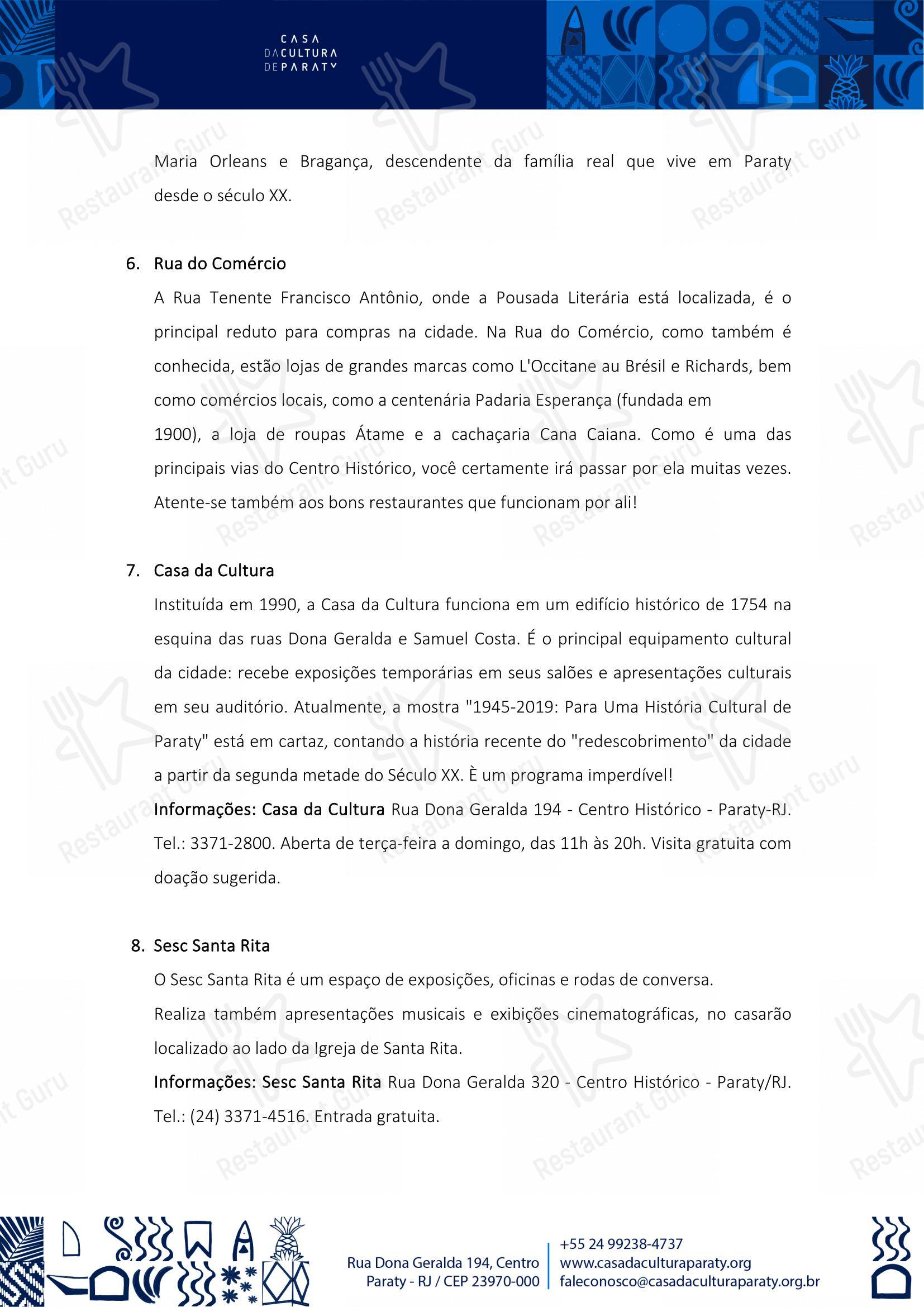 菜单 para Quintal das Letras restaurante