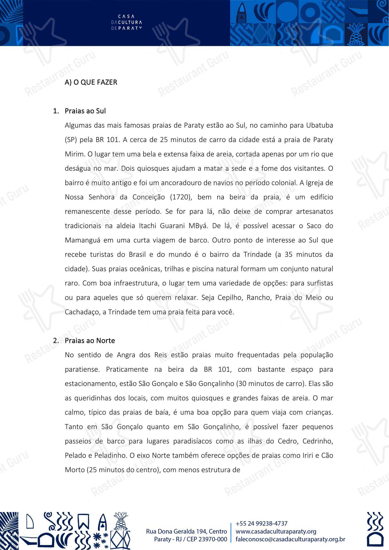 菜单 para Quintal das Letras restaurante