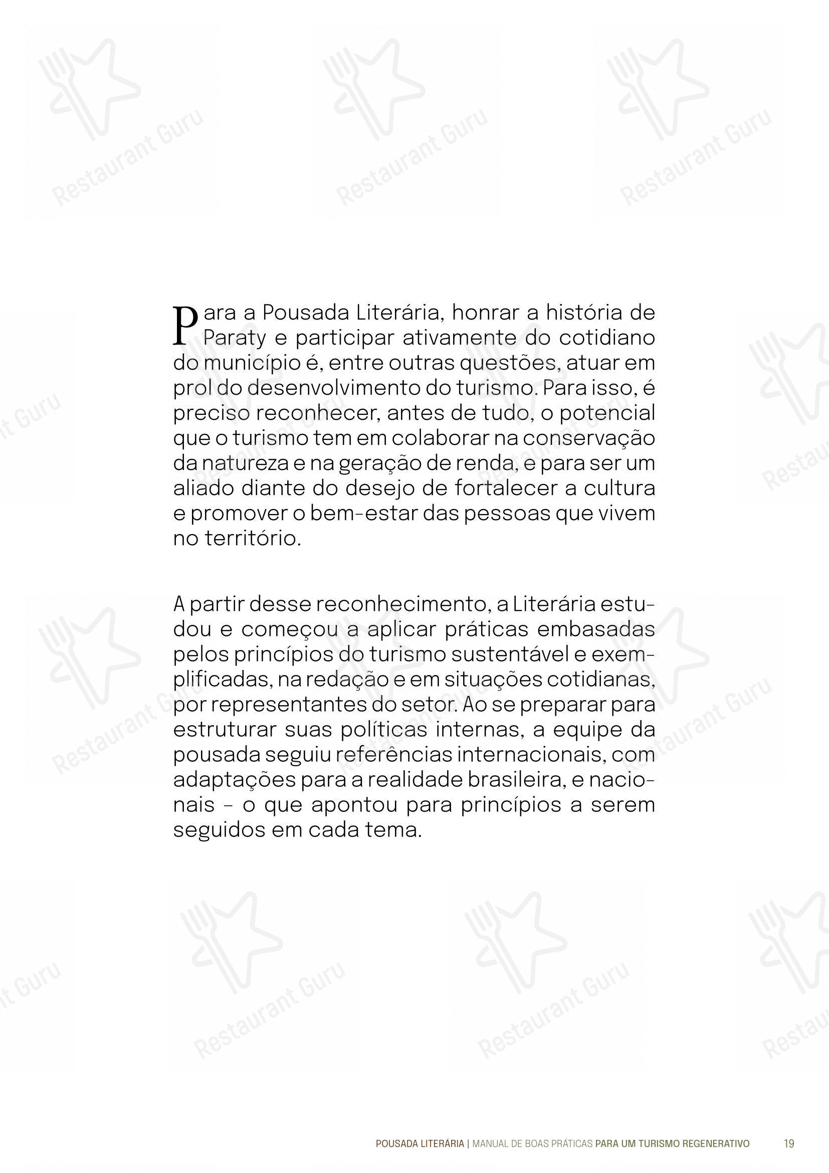 Menu bar para Quintal das Letras em Paraty