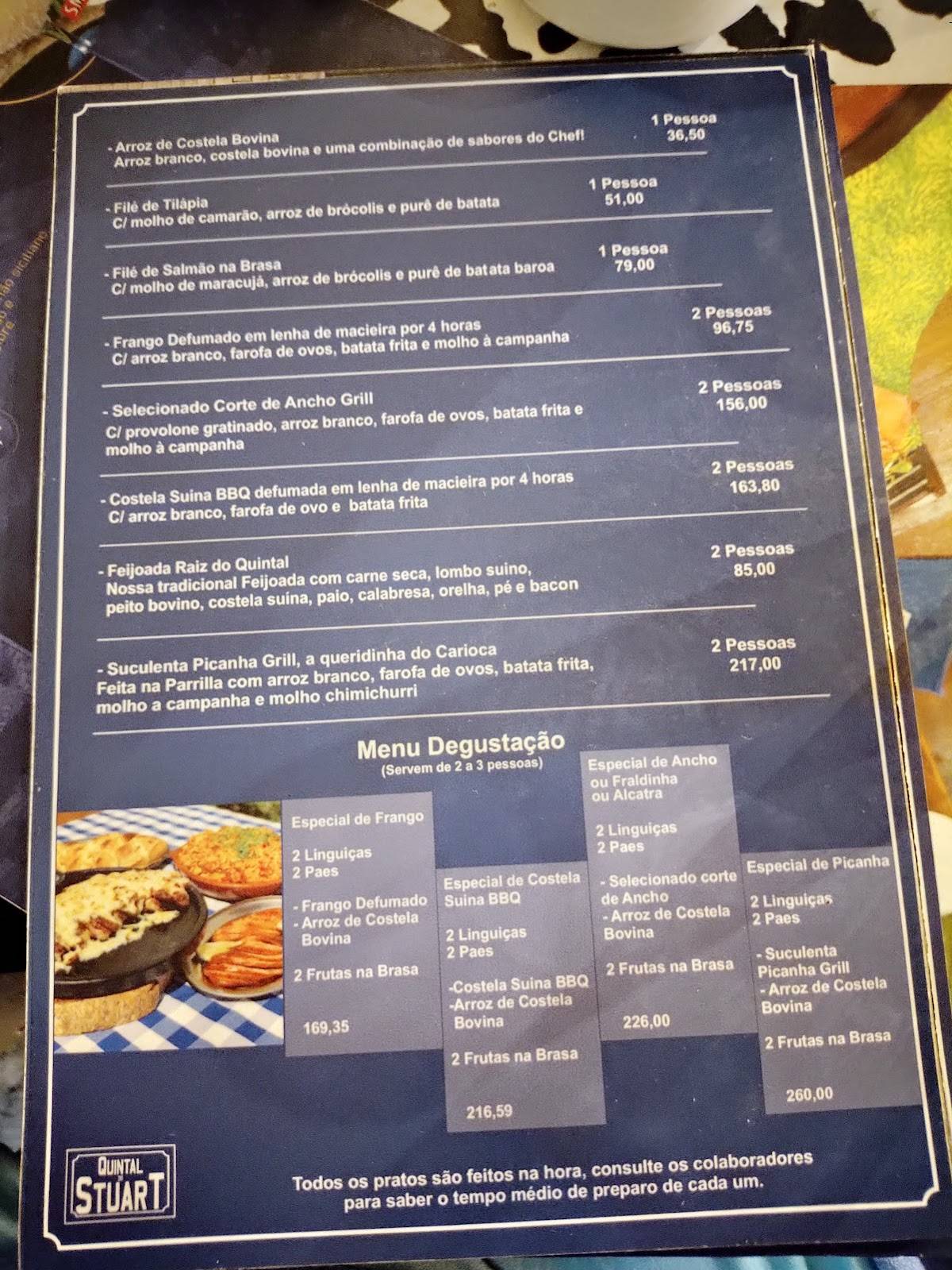 Quintal do Stuart cardápio