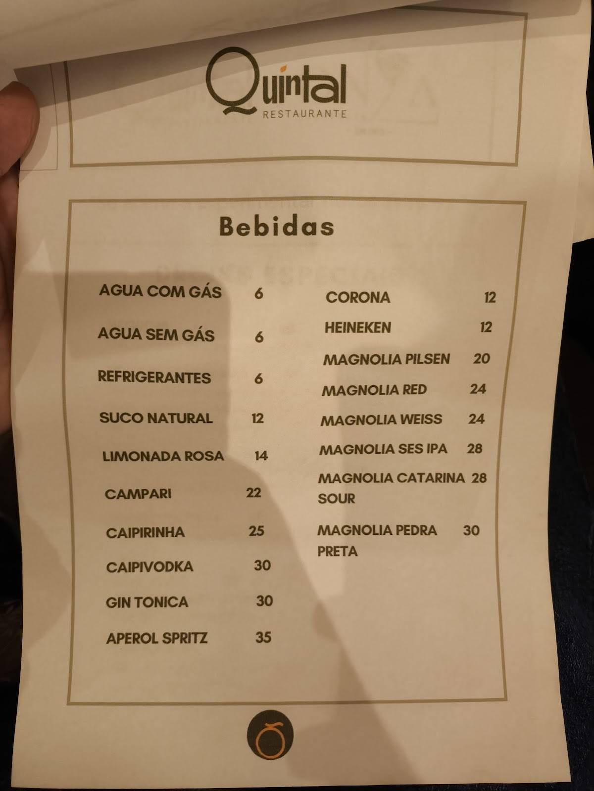 Quintal restaurante cardápio