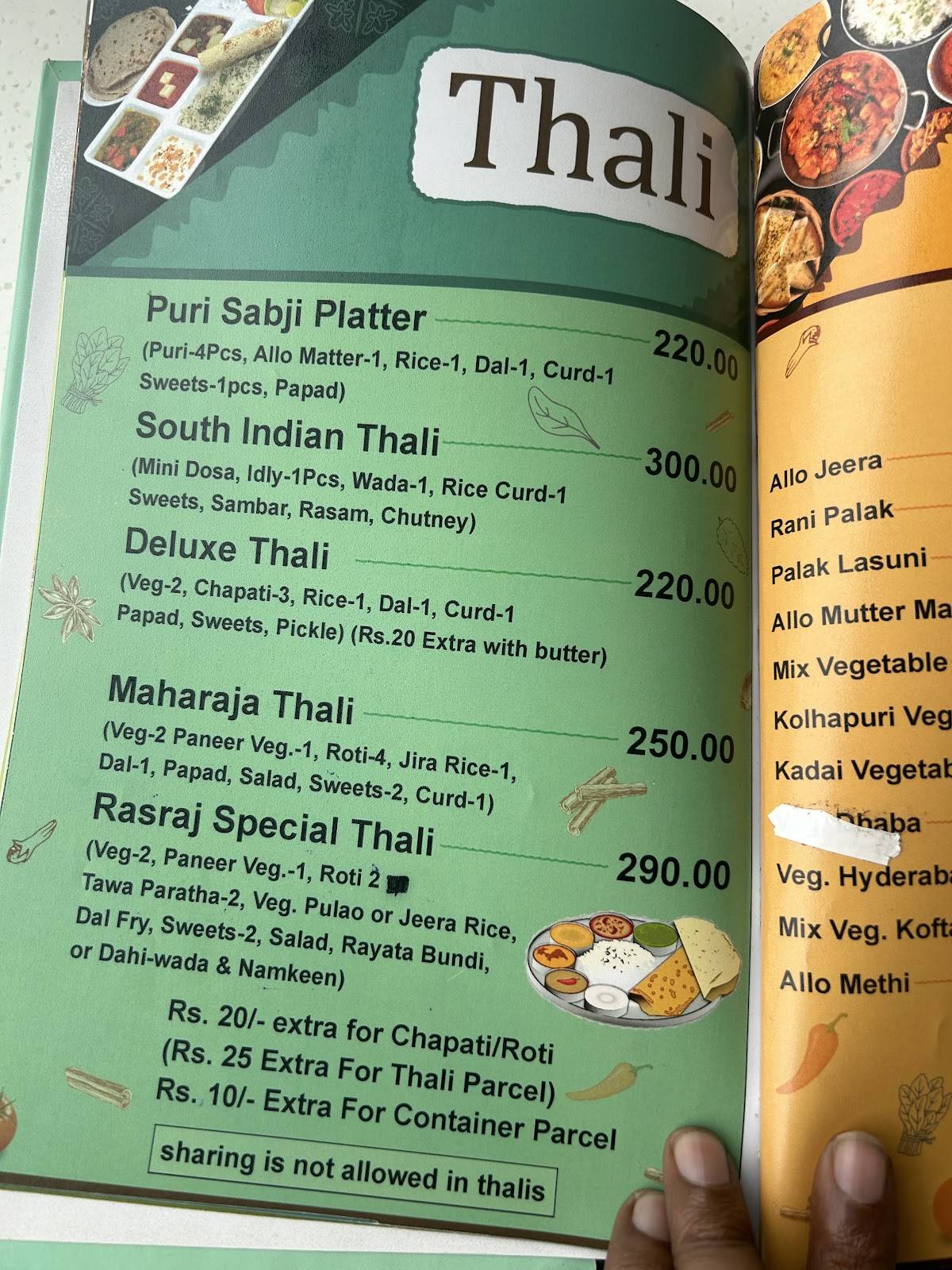 RASRAJ SWEETS AND RESTAURANT (NAGPUR) menu