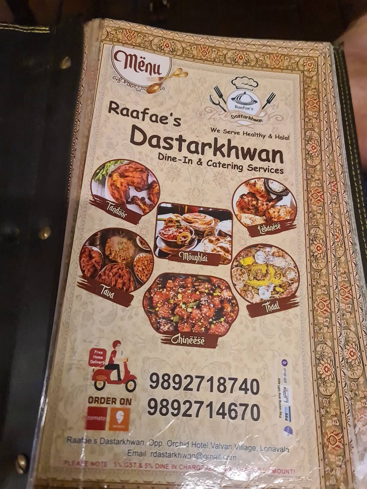 Raafae's Dastarkhwan menu