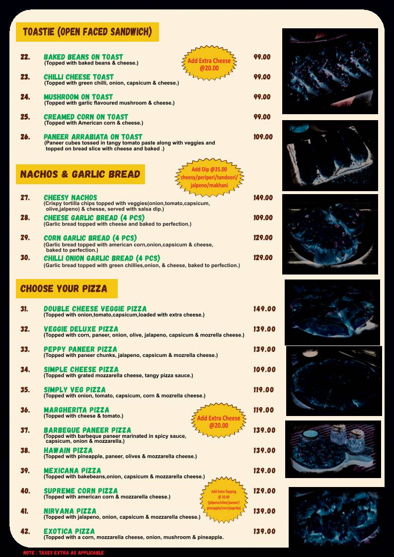 Raasta Cafe menu
