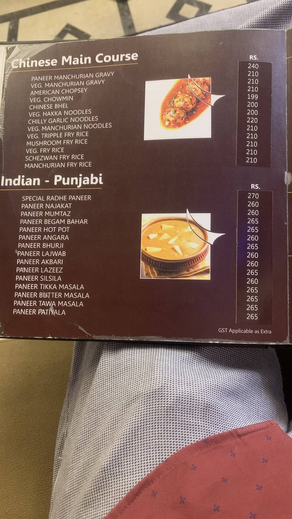 Radhe Restaurant and Banquet menu