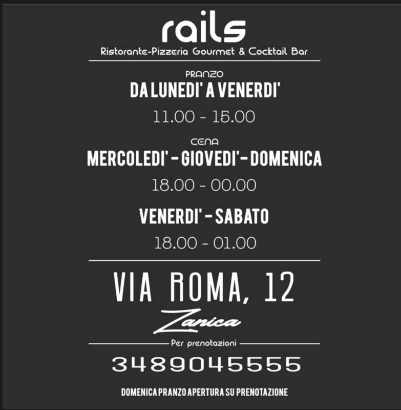 Menu di Rails Ristorante - Pizzeria Gourmet & Cocktail Bar 
