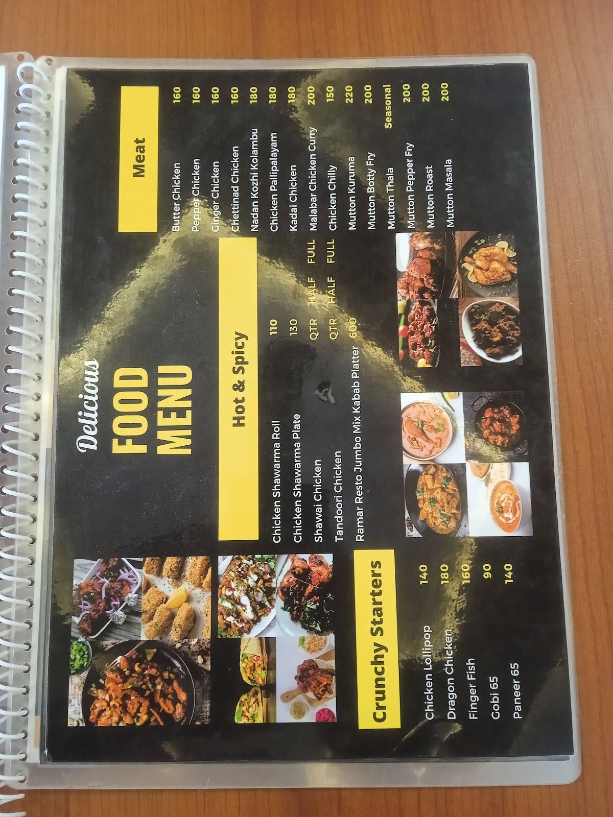 Ramar Resto menu