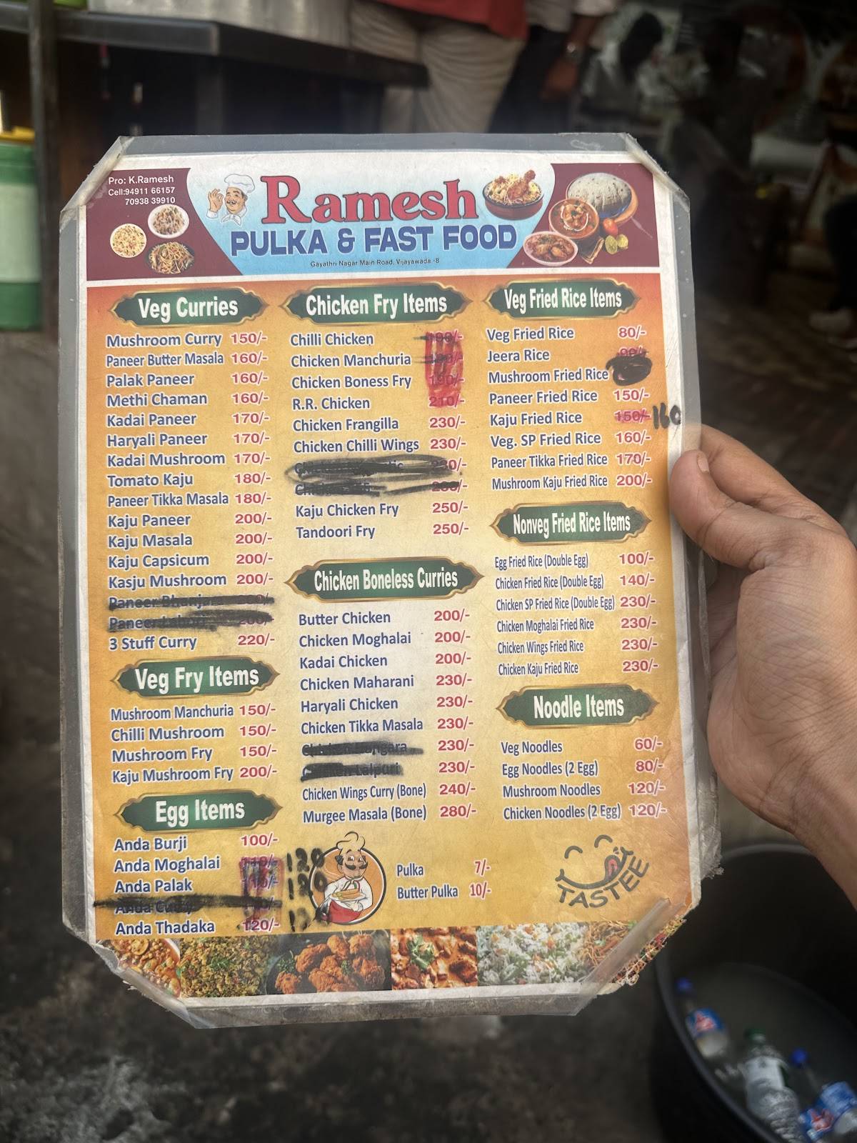 Ramesh pulka and fast foods menu