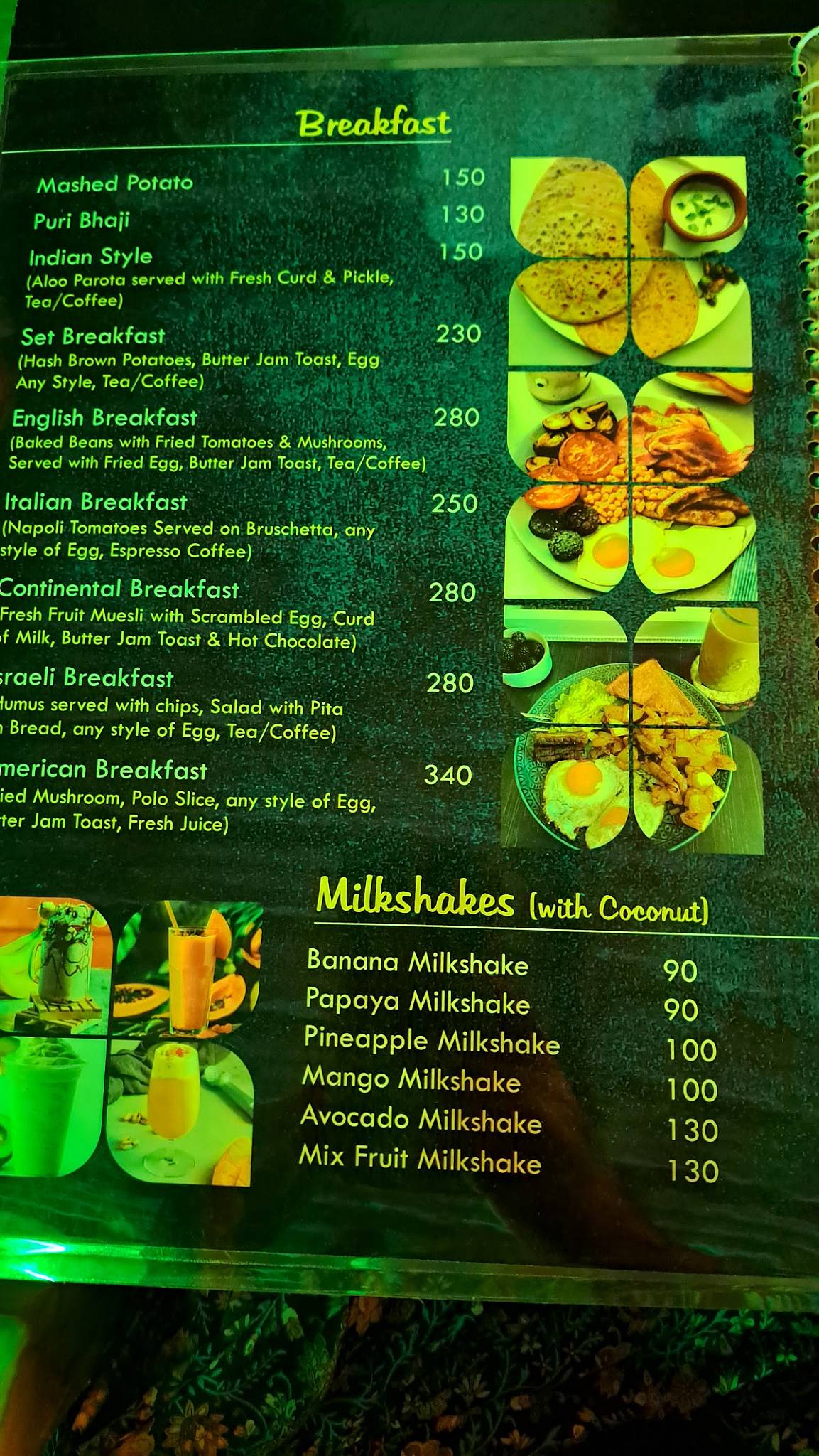 Ravi’s Rose Restaurant menu