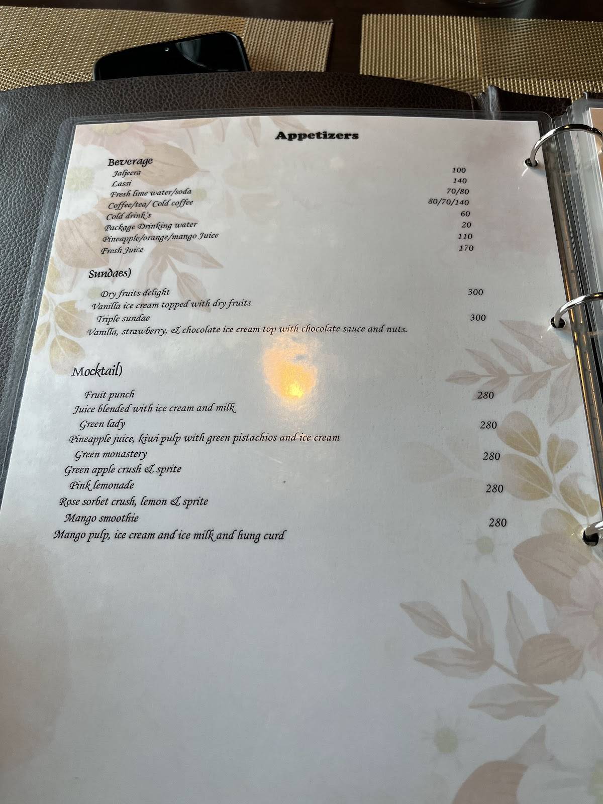 Recipes Train Restaurant menu