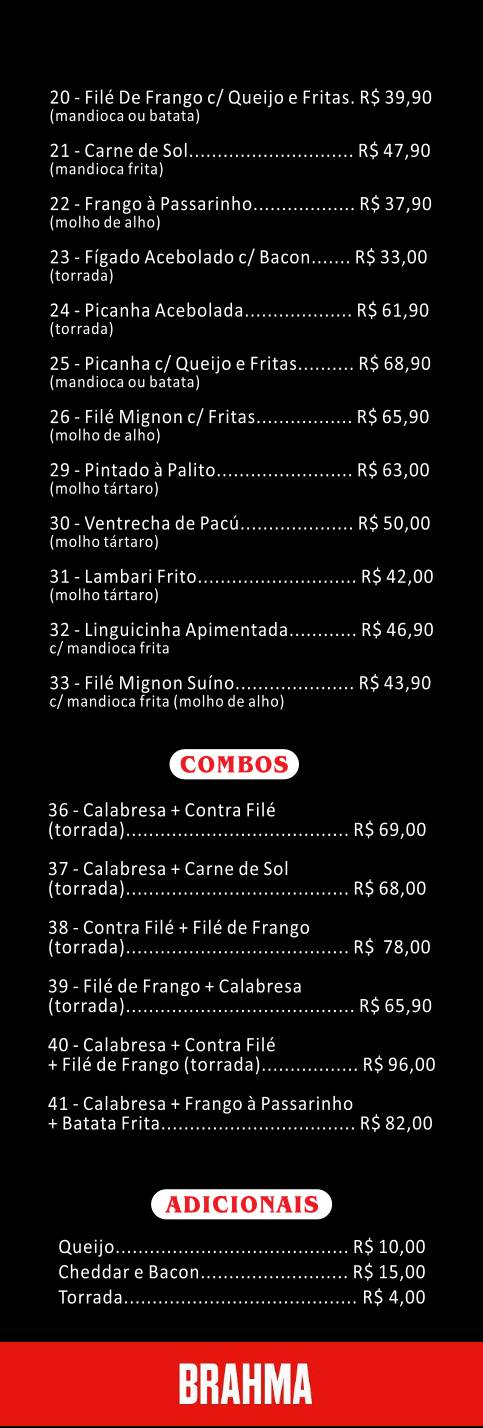 Régis Bar cardápio