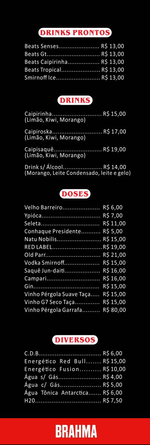 Régis Bar cardápio