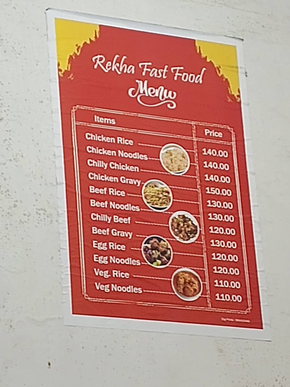 Rekha fast food menu