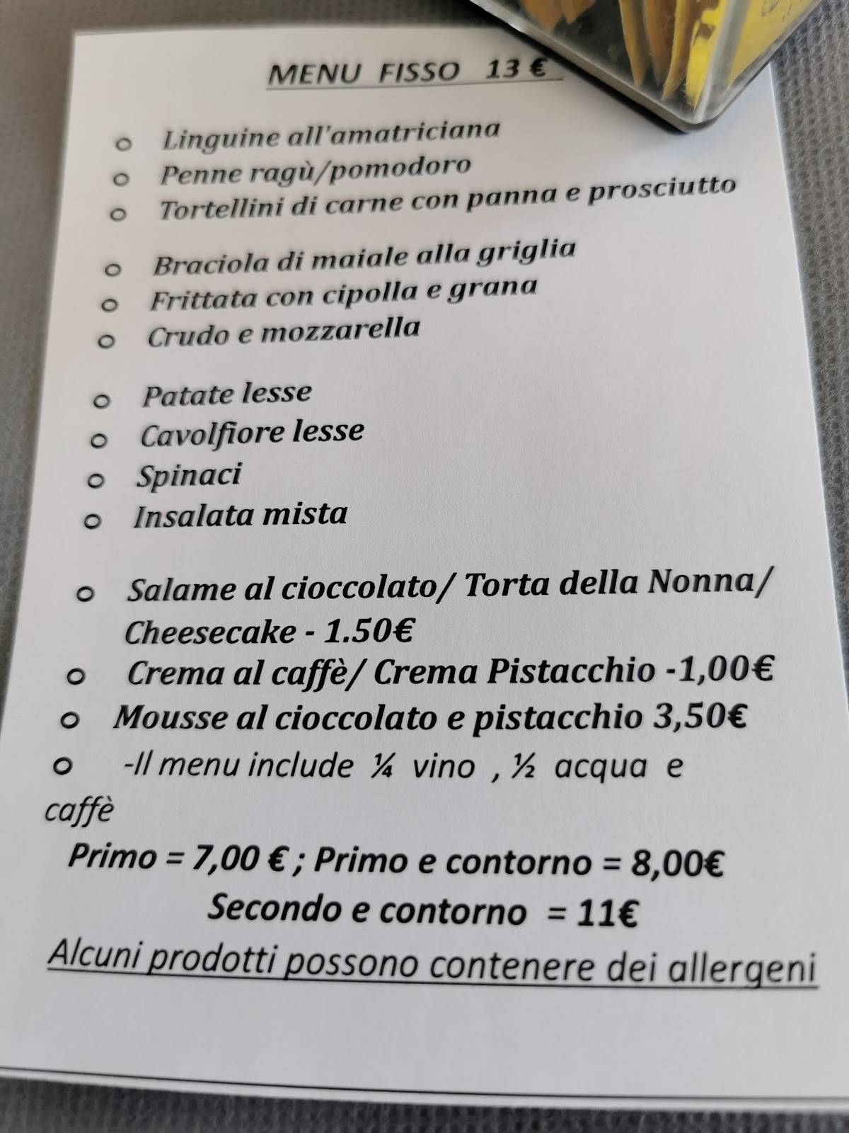 Menu di Dalla Renata Pizzeria Trattoria 