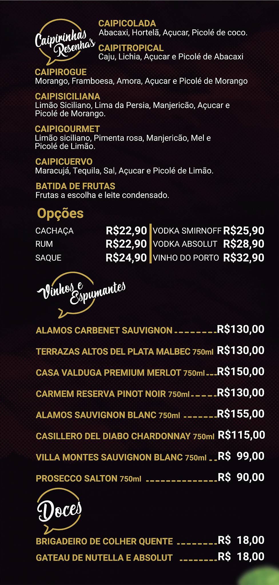 Resenha's Lounge Bar cardápio