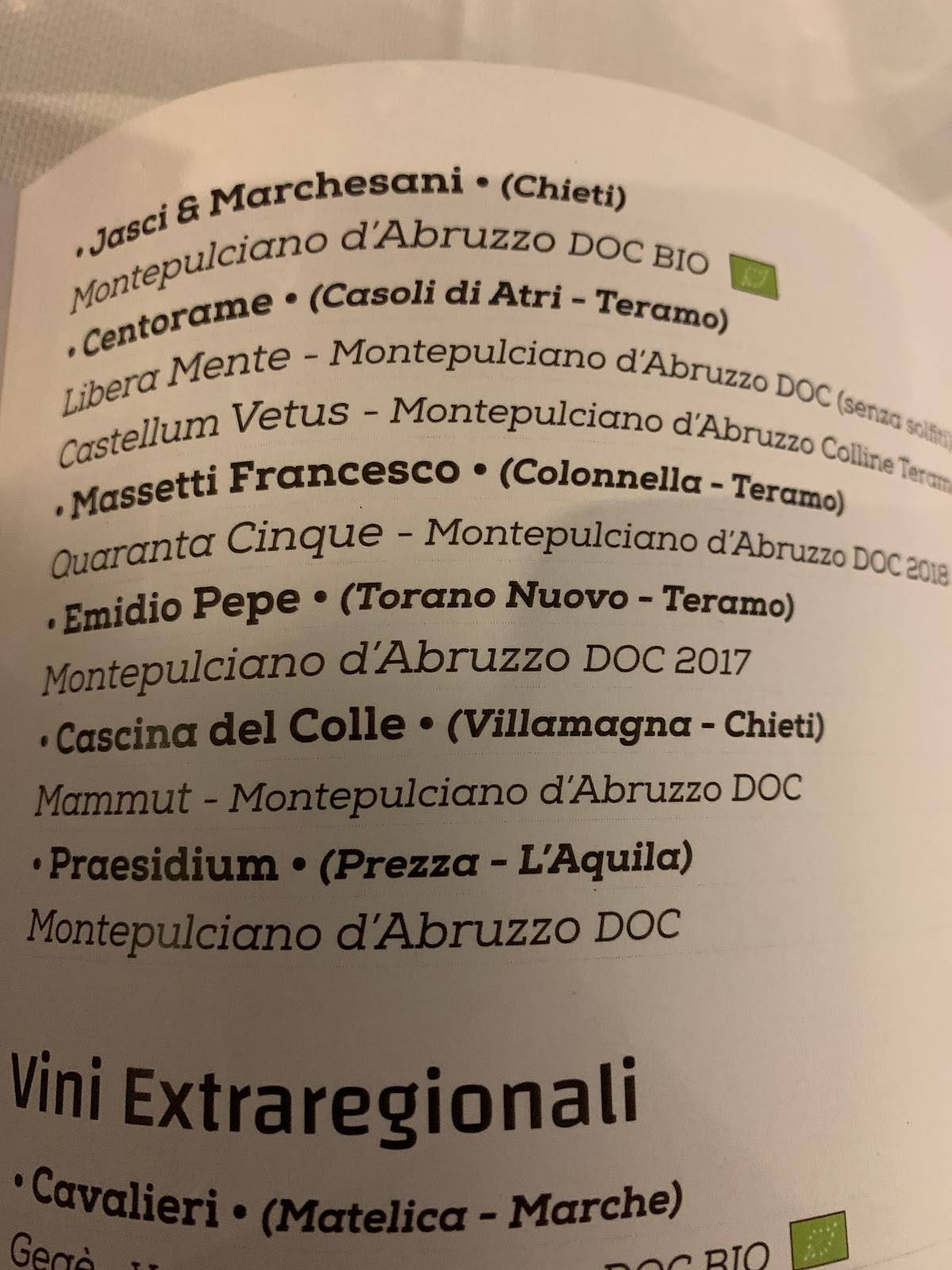 Menu di Ristorante Resilienza 