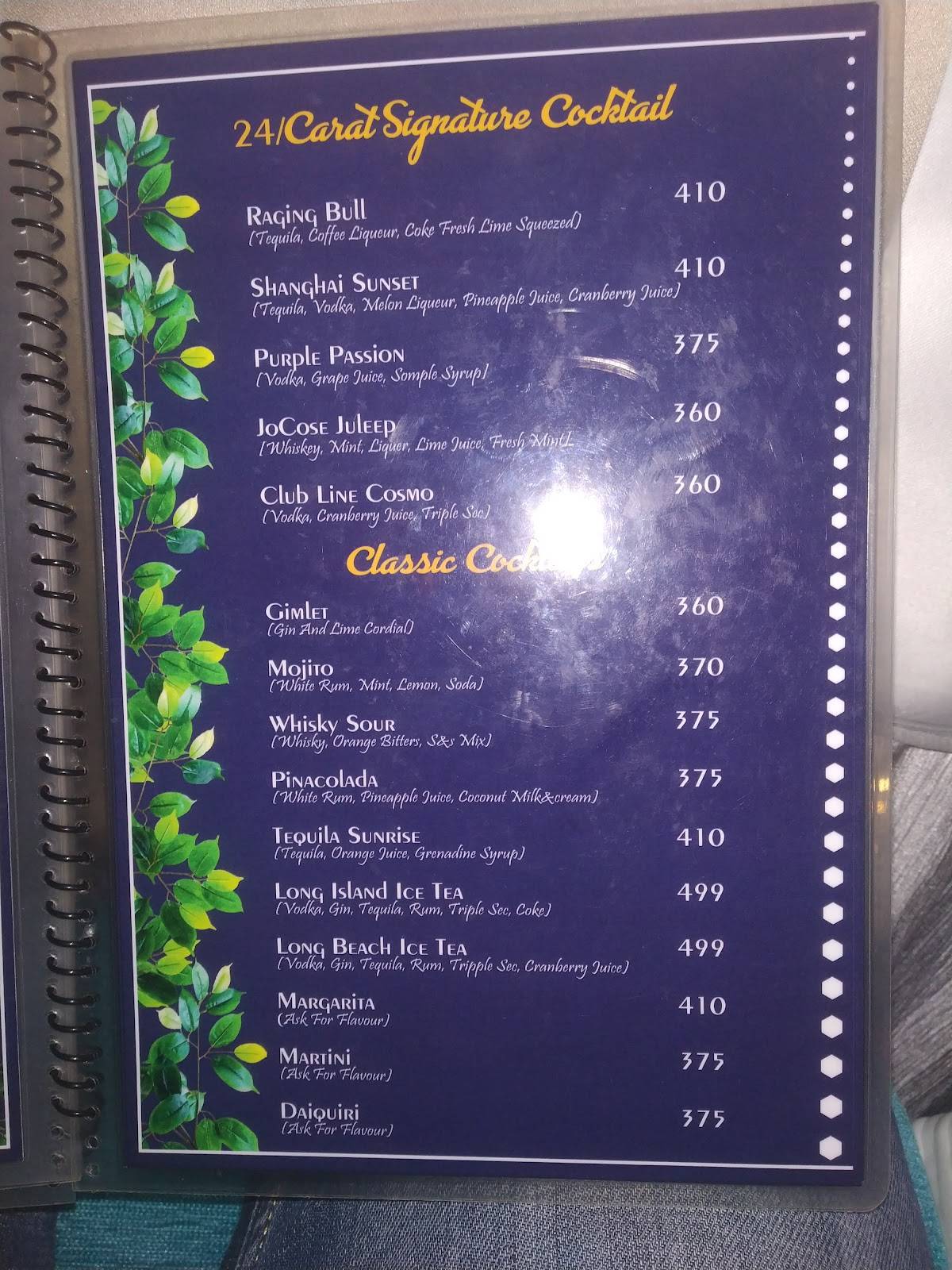 24 Carat Resto Bar menu