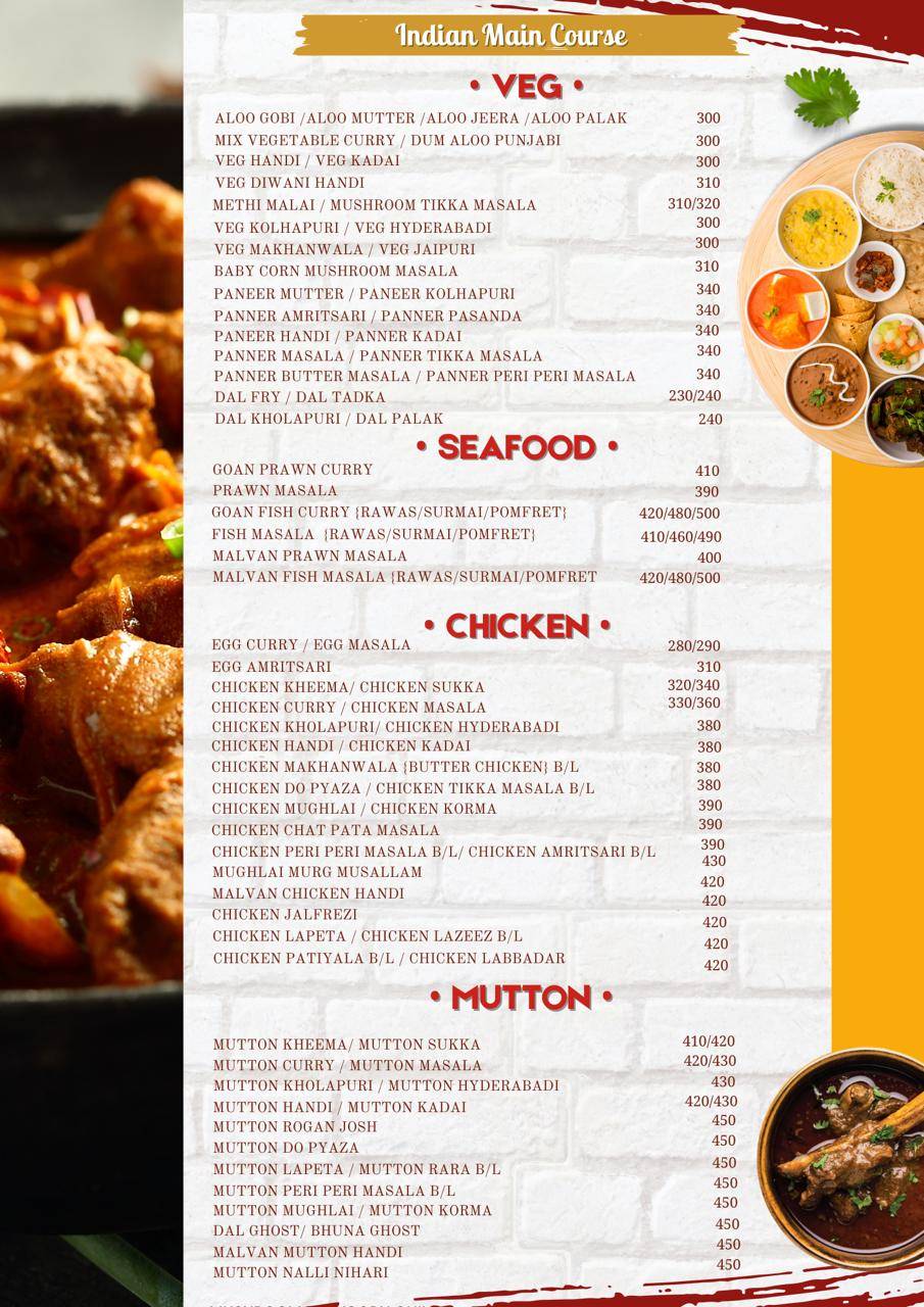 AL's Kitchen and Grill, Orlem, Malad menu