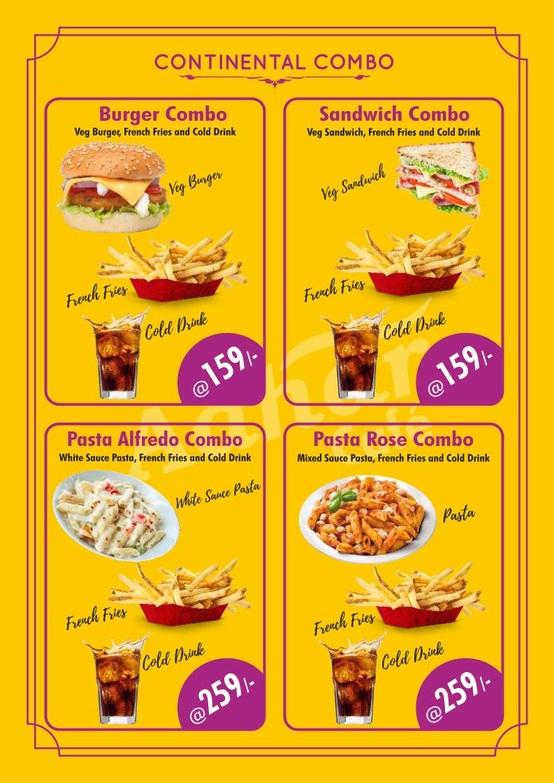 Aahar Cafe menu