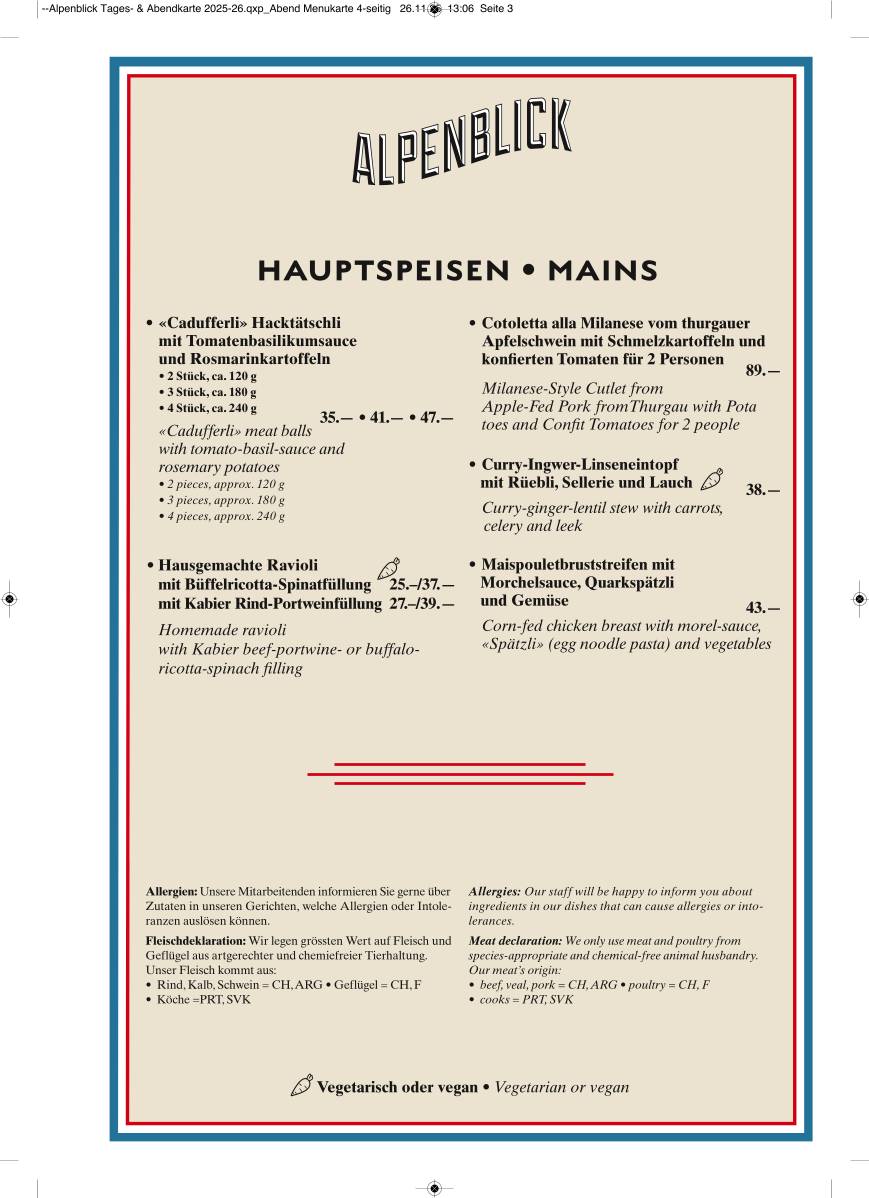 Menu di Alpenblick Bergrestaurant & Hotel 