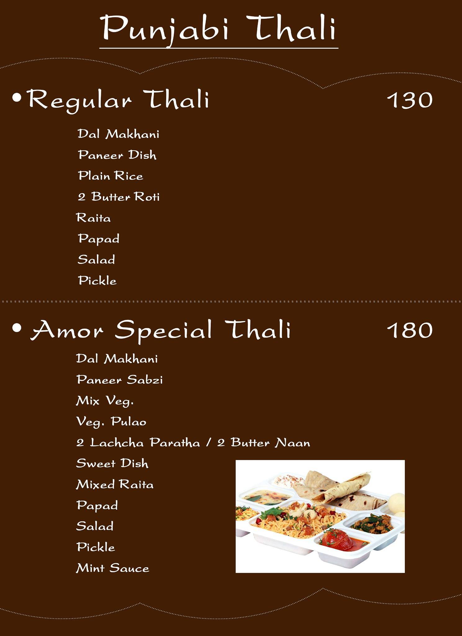 Amor Restaurant menu