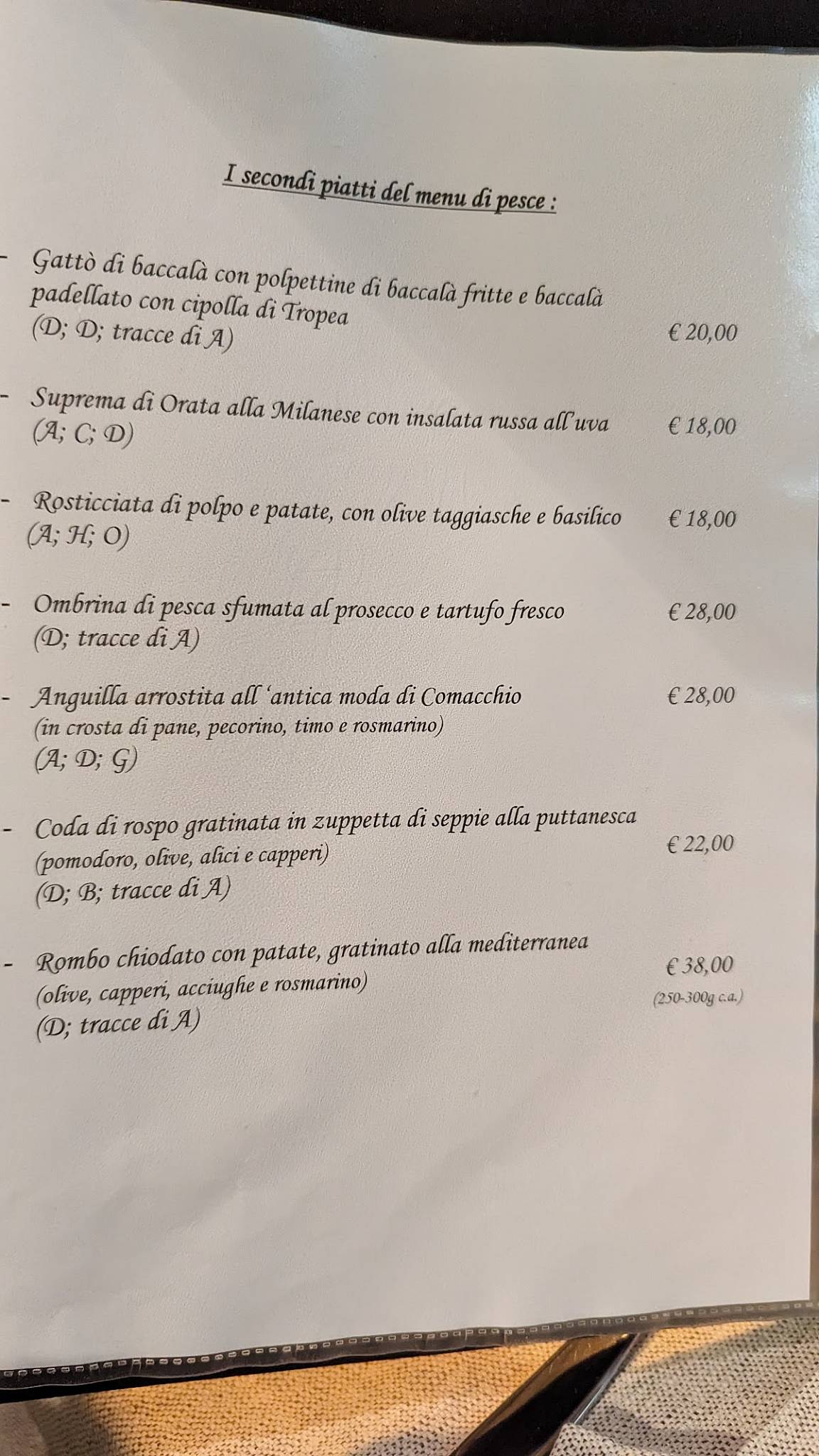 Menu di Antica Trattoria Max 