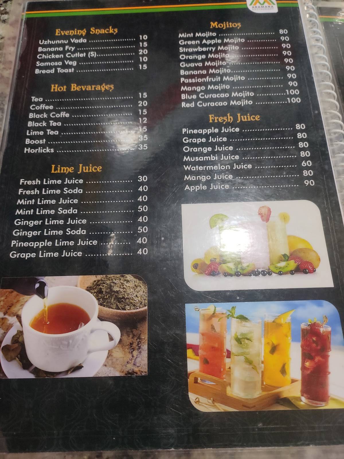 Aramana Restaurant menu
