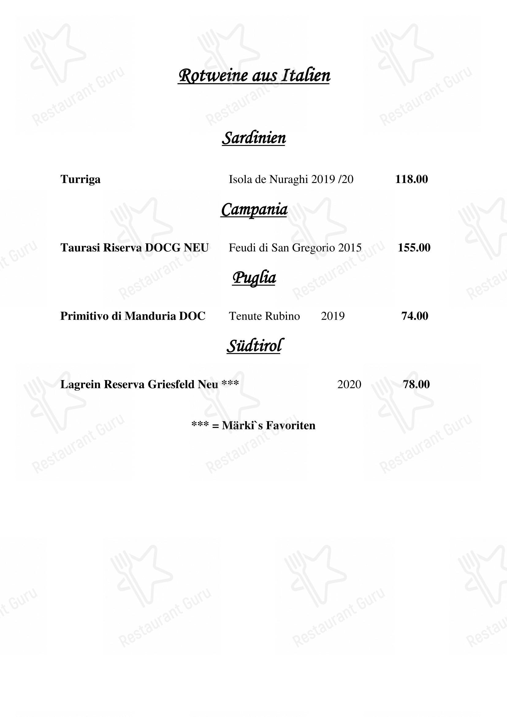Основное меню per Restaurant Avena ristorante