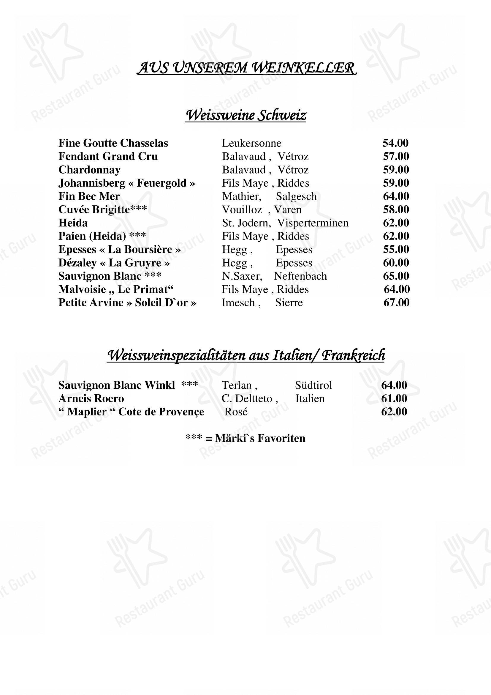 Основное меню per Restaurant Avena ristorante