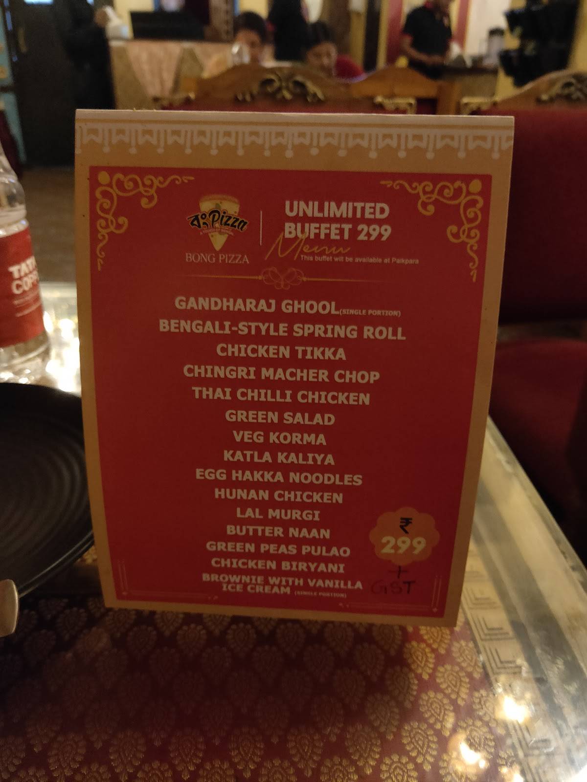 BONG PIZZA PAIKPARA menu