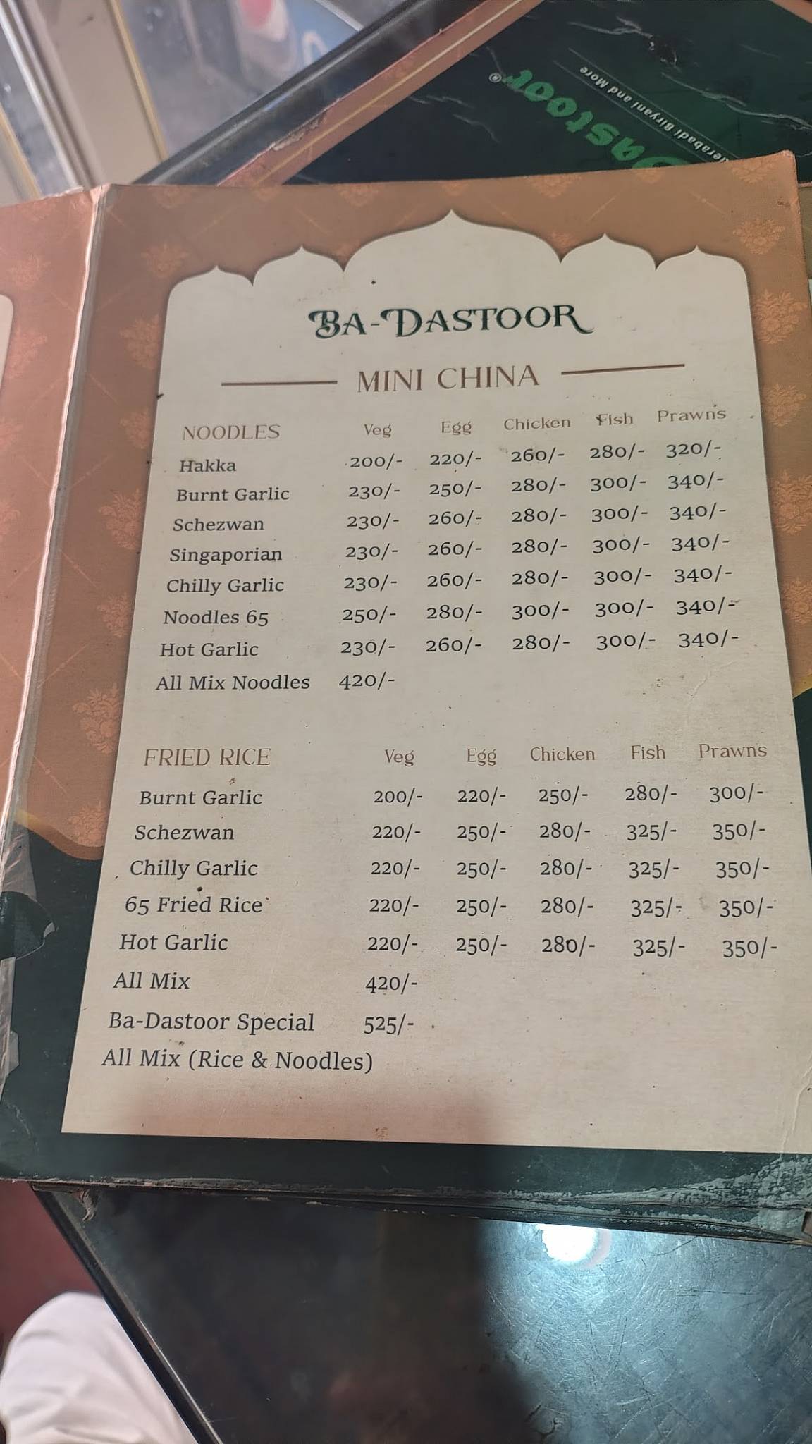 Ba-Dastoor (Ashoka Garden) menu