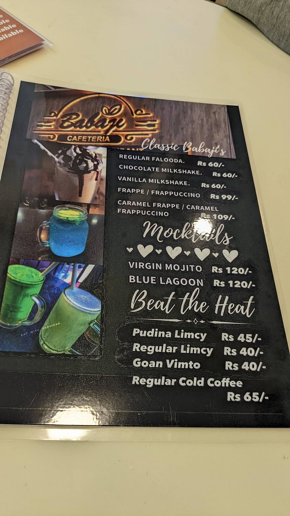 Babaji Cold Drinks menu