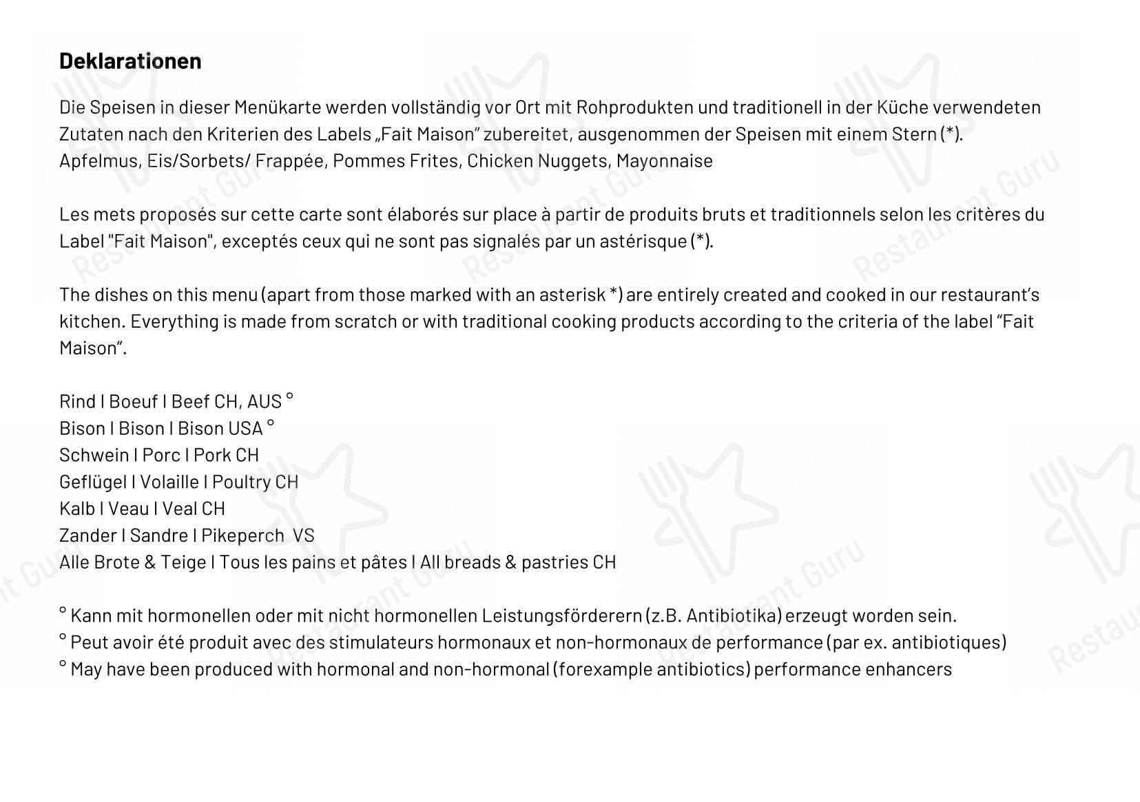 Restaurant Bärgji-Alp in Grächen - Menu bar