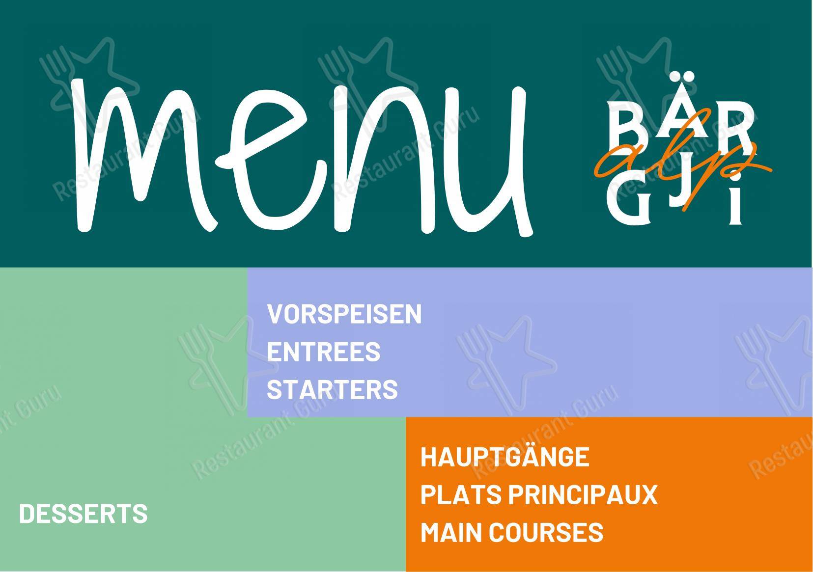 Restaurant Bärgji-Alp in Grächen - Menu bar