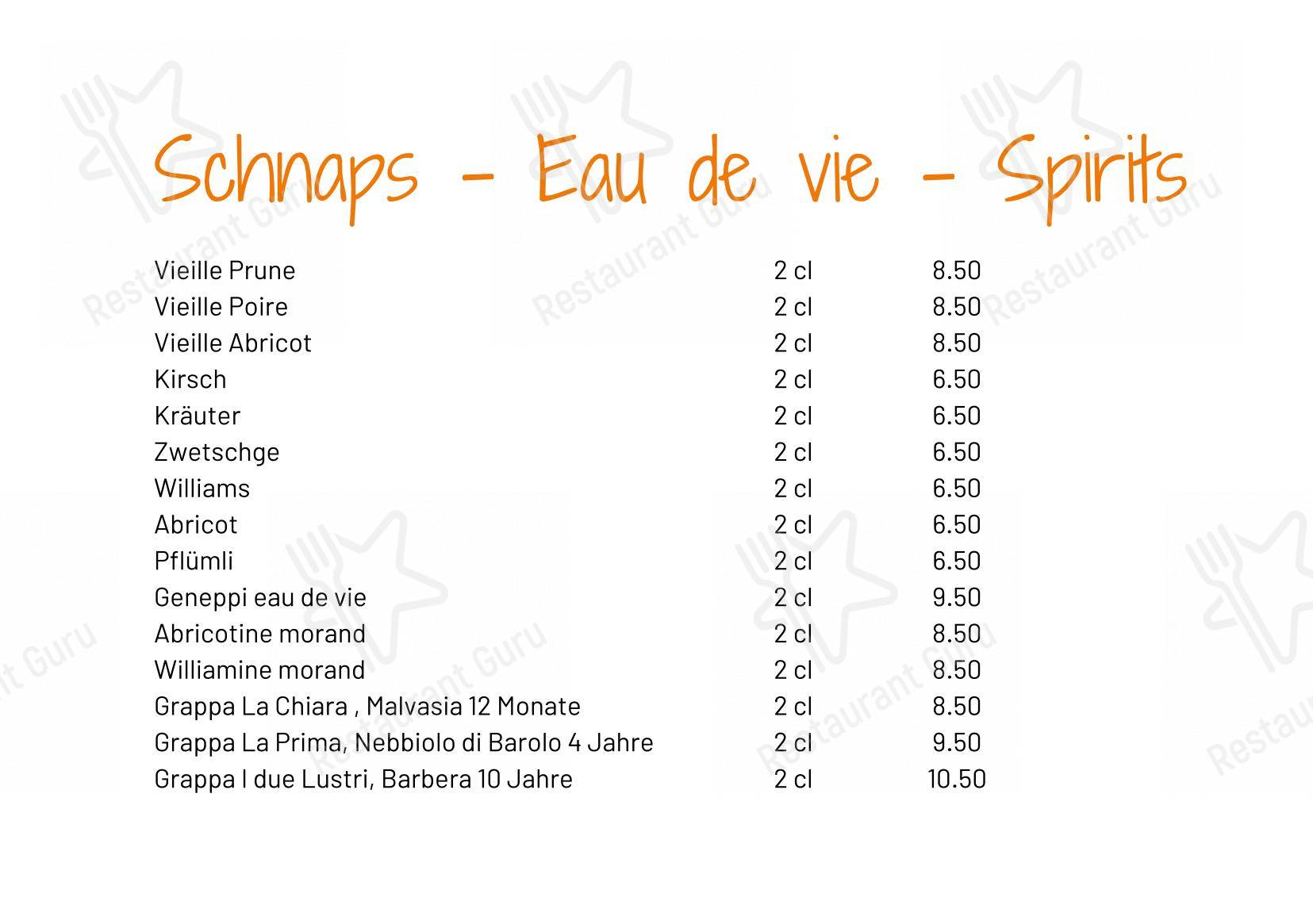 菜单 per Restaurant Bärgji-Alp ristorante