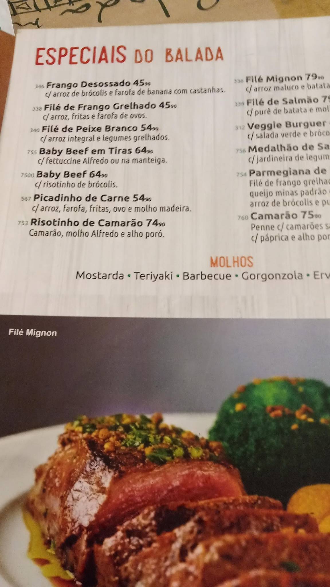 Balada Mix Shopping Nova América cardápio