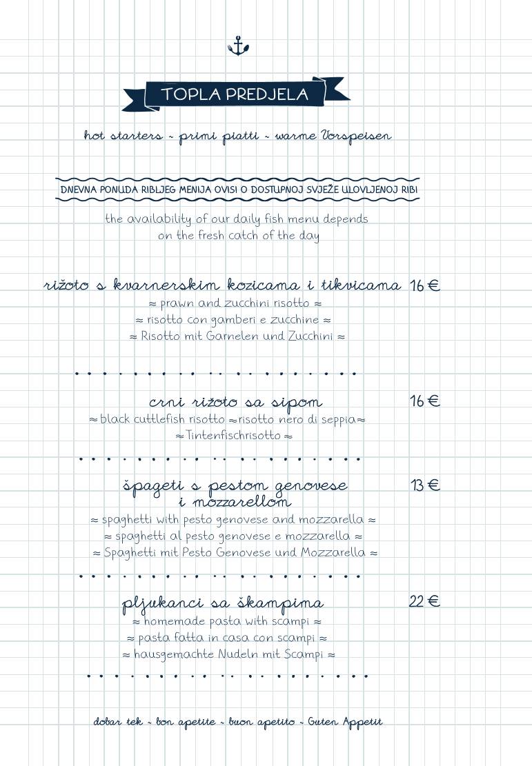 Menu di Bistro Mornar 