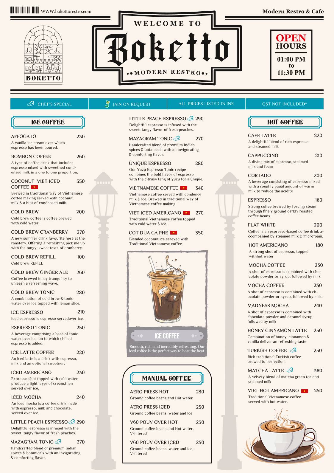 Boketto Restro Modern Cafe menu