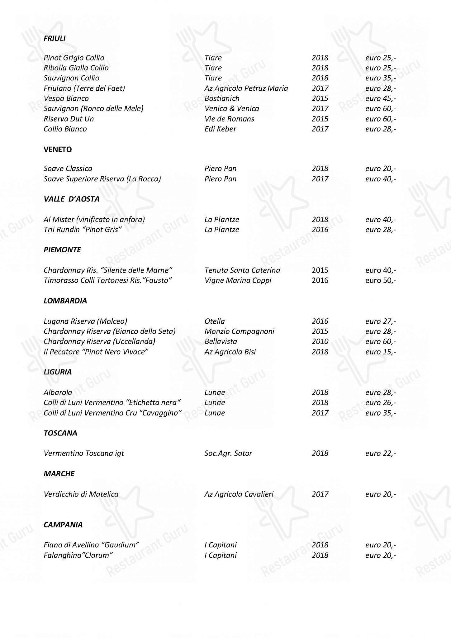 Wine Menu per Botero in Crema