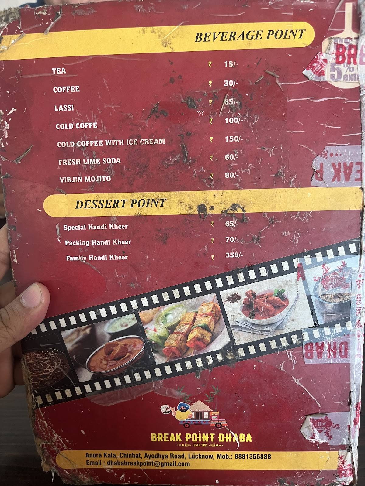 Break Point Dhaba menu
