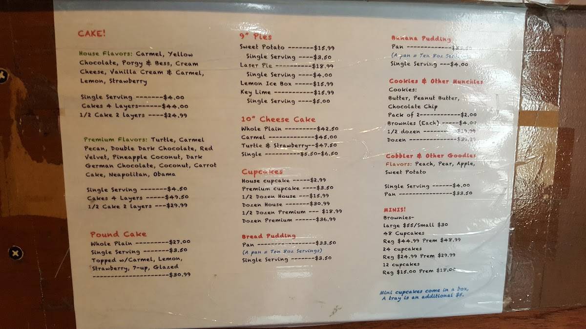 Menu at Brown Sugar Bakery, Chicago, 328 E 75th St