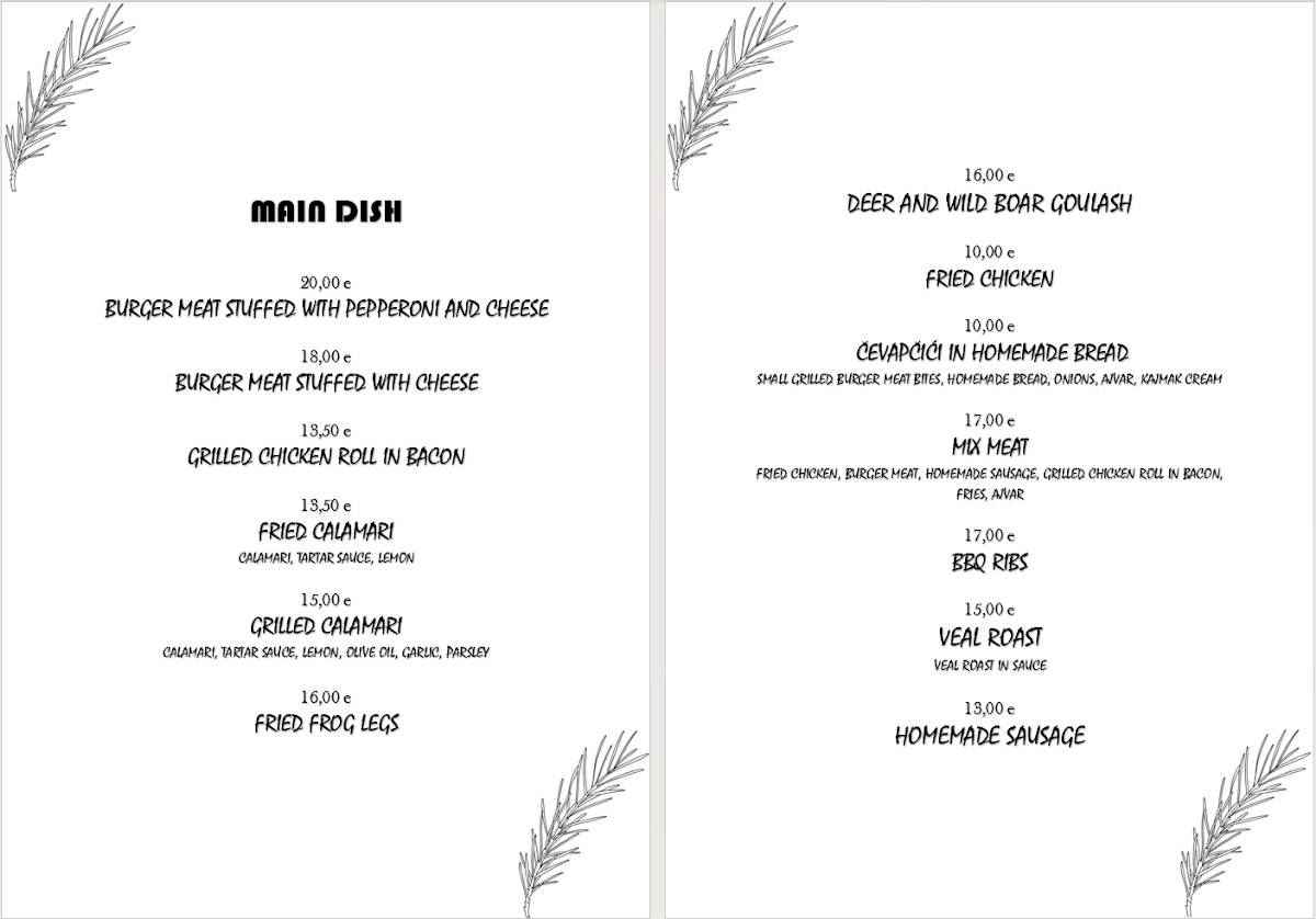 Menu di Buffet Iskra 
